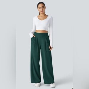 Halara Flex Wide-Leg Pants Dark Green